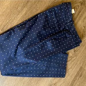 Zara, navy blue and white polka dot straight leg pants